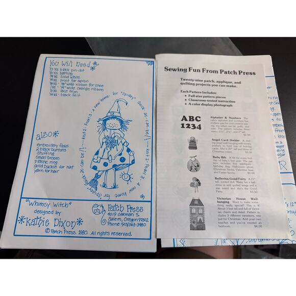 Vintage Whimsy Witch Halloween Applique Pattern Patch Press 1980 Salem Oregon - Picture 6 of 6